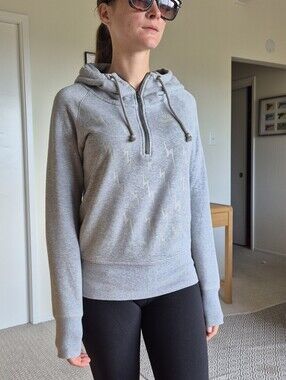 Nike Gray Track & Field Half-Zip Hoodie Lightning Bolt print Size S